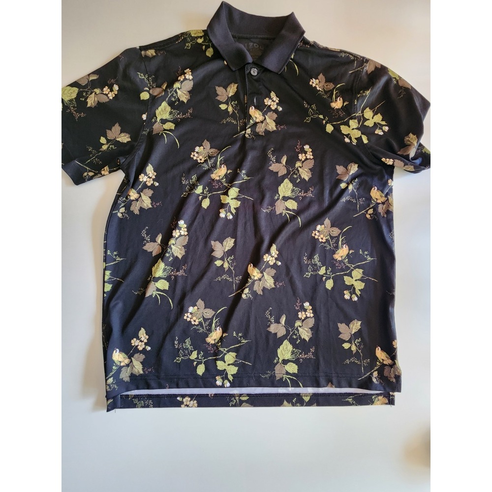 IZOD Golf Men's Medium Floral Silky Polo Shirt Short Sleeve Performance A6